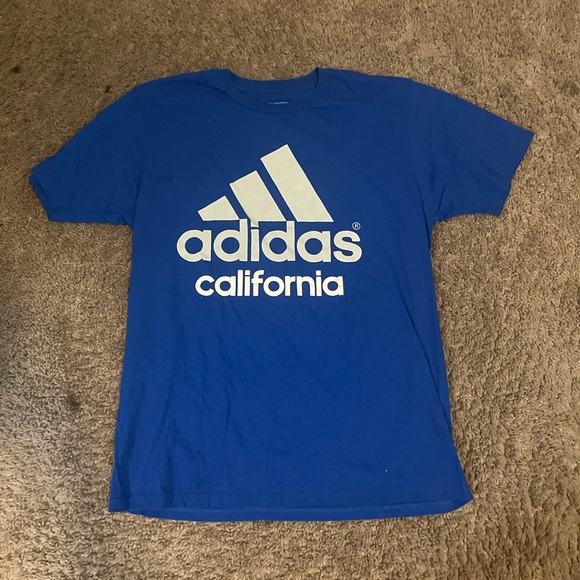 Adidas Blue Tee with White Logo - Picture 1 of 4